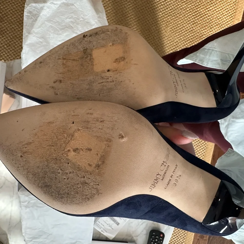 Jimmy Choo Avril Suede Pump in Navy - Picture 9 of 10
